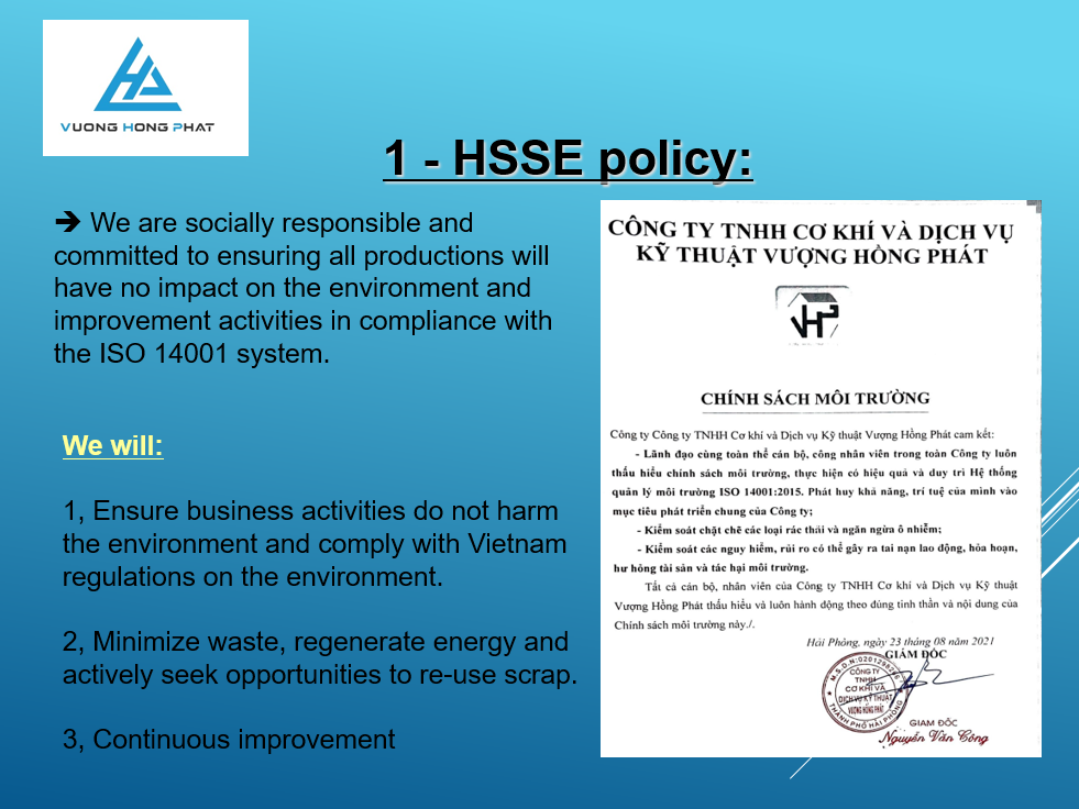 HSSE Safety Control Activities at Vuong Hong Phat
